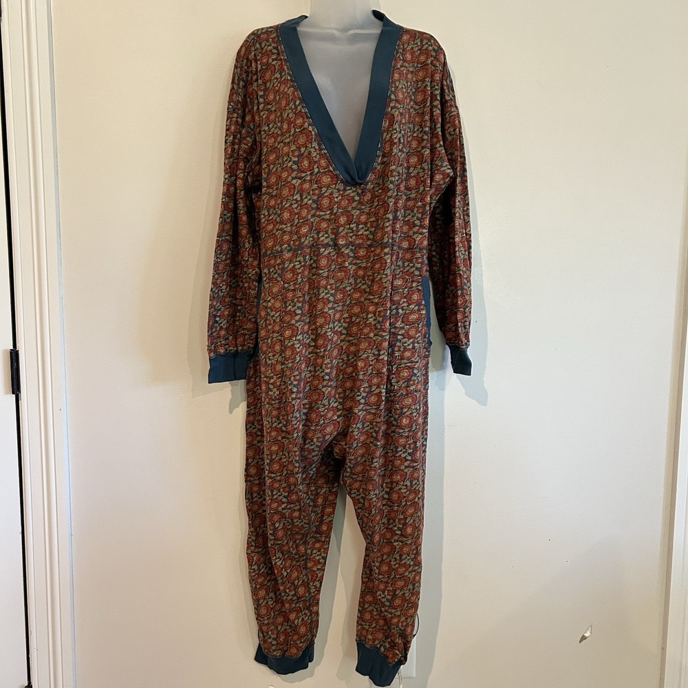 Natural Life Jumpsuit Women's Sz L Johnnie Lounge Floral Boho Loungewear Pajamas